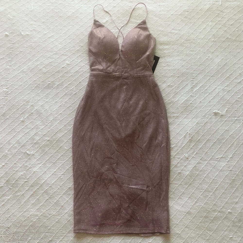 Sexy Plunging Sparkle Party Midi Dress